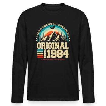 Jahrgang 1984 geboren Vintage Geburtstag Geschenk - Männer Premium Bio Langarmshirt - Schwarz - Vorne - Nico (187cm)