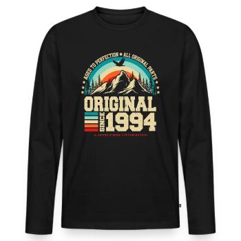 Jahrgang 1994 geboren Vintage Geburtstag Geschenk - Männer Premium Bio Langarmshirt - Schwarz - Vorne - Nico (187cm)