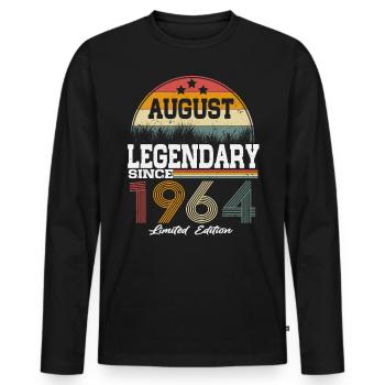 Legenden wurden im August 1964 geboren - Männer Premium Bio Langarmshirt - Schwarz - Vorne - Nico (187cm)