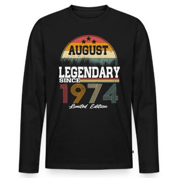 Legenden wurden im August 1974 geboren - Männer Premium Bio Langarmshirt - Schwarz - Vorne - Nico (187cm)