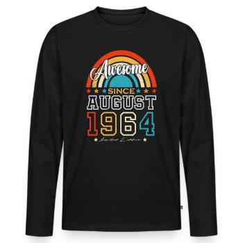 August 1964 Jahrgang Vintage Retro Geburtstag - Männer Premium Bio Langarmshirt - Schwarz - Vorne - Nico (187cm)