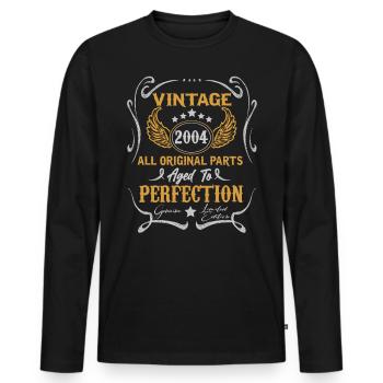 Vintage 2004 Jahrgang geboren Geburtstag Geschenk - Männer Premium Bio Langarmshirt - Schwarz - Vorne - Nico (187cm)
