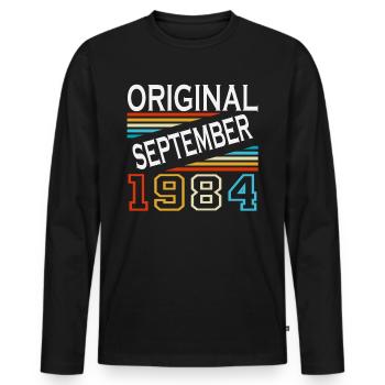 September 1984 Jahrgang Geburtstag Vintage Retro - Männer Premium Bio Langarmshirt - Schwarz - Vorne - Nico (187cm)