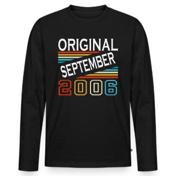 September 2006 Jahrgang Geburtstag Vintage Retro - Männer Premium Bio Langarmshirt - Schwarz - Vorne - Nico (187cm)