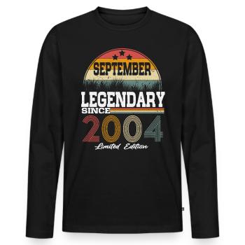 Legenden wurden im September 2004 geboren - Männer Premium Bio Langarmshirt - Schwarz - Vorne - Nico (187cm)