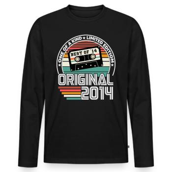 Original 2014 Jahrgang Retro Geburtstag Geschenk - Männer Premium Bio Langarmshirt - Schwarz - Vorne - Nico (187cm)
