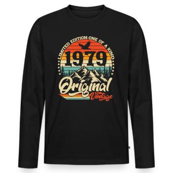 Original 1979 Vintage Rétro Cadeau d’anniversaire - T-shirt manches longues Premium bio Homme - noir - Devant - Nico (187cm)