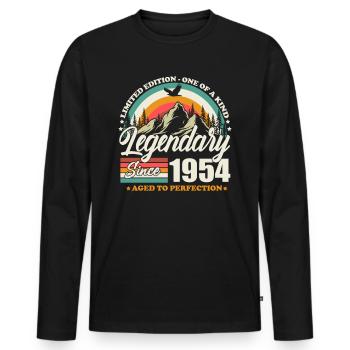 Legendary Since 1954 Vintage Birthday Gift - Men's Premium Organic Long Sleeve Shirt - black - Front - Nico (187cm)