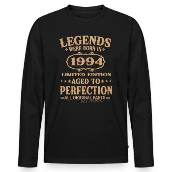 Legenden wurden 1994 geboren - Männer Premium Bio Langarmshirt - Schwarz - Vorne - Nico (187cm)