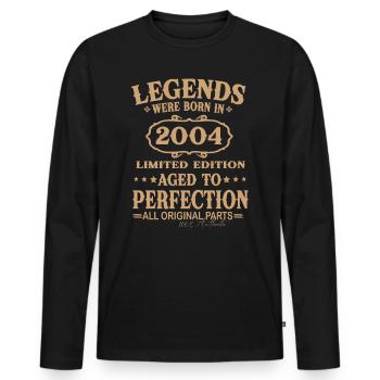 Legends were born in 2004 - Men's Premium Organic Long Sleeve Shirt - black - Front - Nico (187cm)