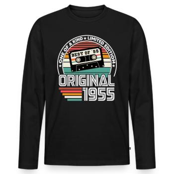 1955 Vintage Vintage Rétro Cadeau d’anniversaire - T-shirt manches longues Premium bio Homme - noir - Devant - Nico (187cm)