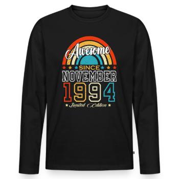 November 1994 Jahrgang Vintage Retro Geburtstag - Männer Premium Bio Langarmshirt - Schwarz - Vorne - Nico (187cm)