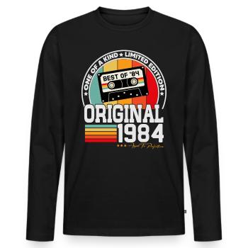Original 1984 Vintage Cadeau d’anniversaire Rétro - T-shirt manches longues Premium bio Homme - noir - Devant - Nico (187cm)