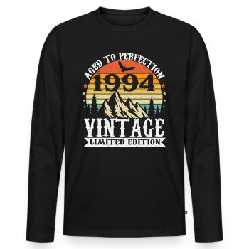 1994 Vintage Anniversaire Cadeau Rétro - T-shirt manches longues Premium bio Homme - noir - Devant - Nico (187cm)