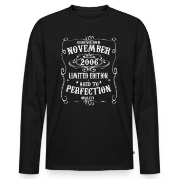 Des légendes sont nées en novembre 2006 - T-shirt manches longues Premium bio Homme - noir - Devant - Nico (187cm)