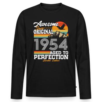 Original 1954 Vintage Rétro Cadeau d’anniversaire - T-shirt manches longues Premium bio Homme - noir - Devant - Nico (187cm)
