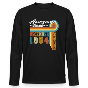Décembre 1954 Vintage Vintage Rétro Anniversaire - T-shirt manches longues Premium bio Homme - noir - Devant - Nico (187cm)