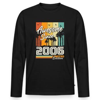 2006 Born Vintage Anniversaire Cadeau rétro - T-shirt manches longues Premium bio Homme - noir - Devant - Nico (187cm)