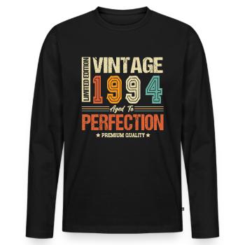 Jahrgang 1994 geboren Vintage Retro Geburtstag - Männer Premium Bio Langarmshirt - Schwarz - Vorne - Nico (187cm)