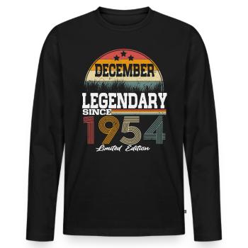 Les légendes sont nées en décembre 1954 - T-shirt manches longues Premium bio Homme - noir - Devant - Nico (187cm)