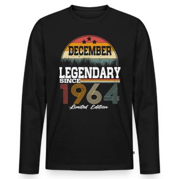 Des légendes sont nées en décembre 1964 - T-shirt manches longues Premium bio Homme - noir - Devant - Nico (187cm)