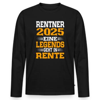 Retraité 2025 Pension Retraite 2025 Cadeau - T-shirt manches longues Premium bio Homme - noir - Devant - Nico (187cm)