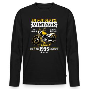1995 Vintage Birthday Vintage Motorcycle - Men's Premium Organic Long Sleeve Shirt - black - Front - Nico (187cm)