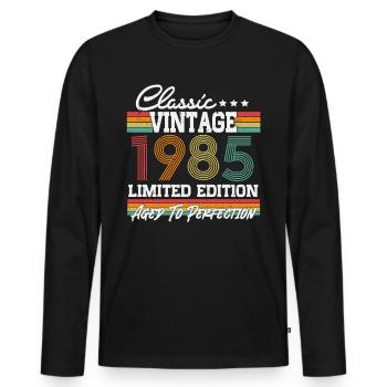 Vintage 1985 vintage anniversaire cadeau rétro - T-shirt manches longues Premium bio Homme - noir - Devant - Nico (187cm)