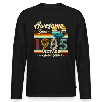 1985 Vintage Born Edition Limitée - T-shirt manches longues Premium bio Homme - noir - Devant - Nico (187cm)