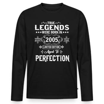 Des légendes sont nées en 2005 - T-shirt manches longues Premium bio Homme - noir - Devant - Nico (187cm)