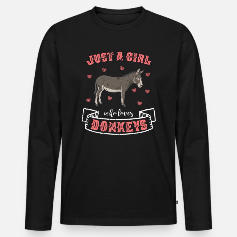 Esel Landei Mädchen - Männer Premium Bio Langarmshirt - Schwarz
