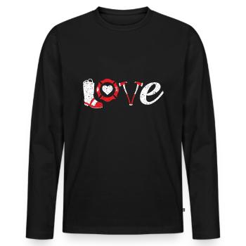 Métier de pompiers - T-shirt manches longues Premium bio Homme - noir - Devant - Nico (187cm)
