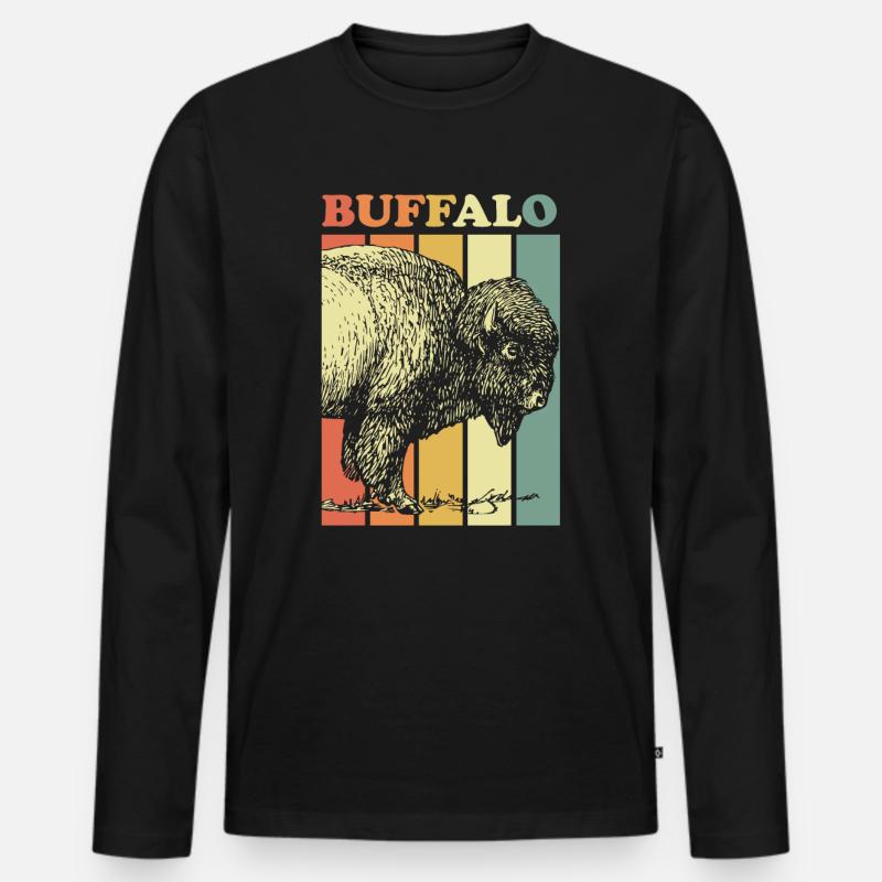 Büffel - Männer Premium Bio Langarmshirt - Schwarz