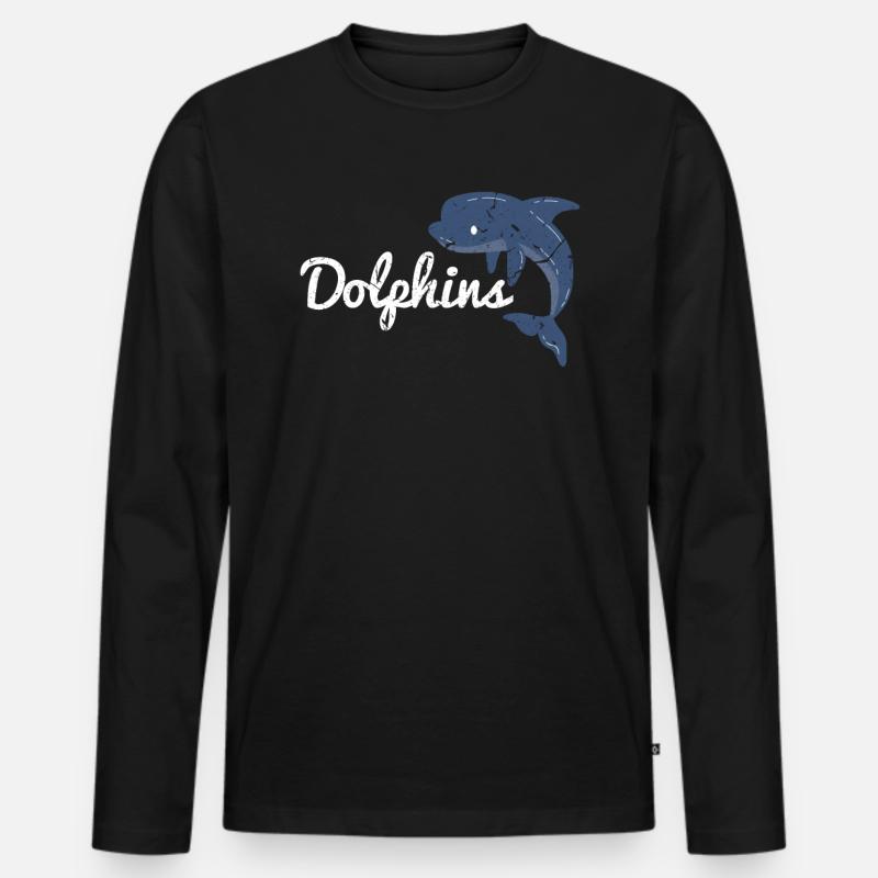 Delphin - Männer Premium Bio Langarmshirt - Schwarz