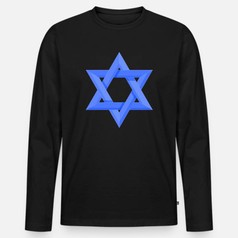 Israel Davidstern - Männer Premium Bio Langarmshirt - Schwarz