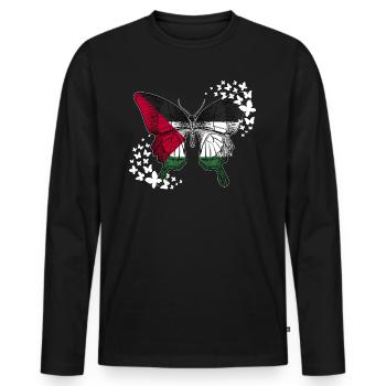Palestine butterfly - Men's Premium Organic Long Sleeve Shirt - black - Front - Nico (187cm)
