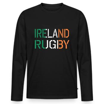 Irlande rugby - T-shirt manches longues Premium bio Homme - noir - Devant - Nico (187cm)