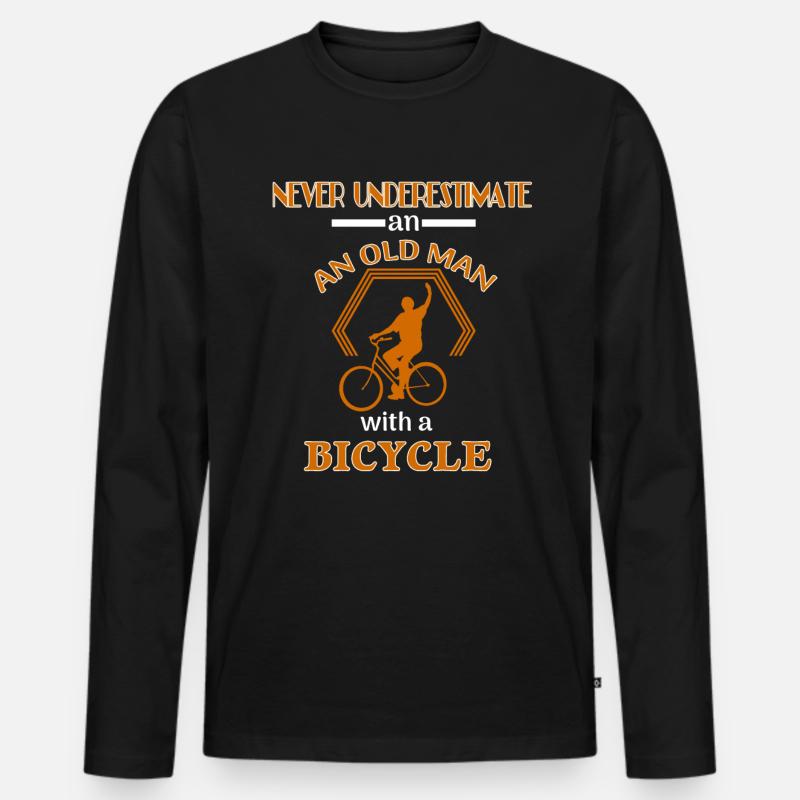 Fahrrad Rentner Geschenk - Männer Premium Bio Langarmshirt - Schwarz