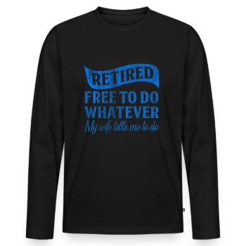 Pension wife - Men's Premium Organic Long Sleeve Shirt - black - Front - Nico (187cm)
