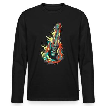 Guitare Rock'n'Roll - T-shirt manches longues Premium bio Homme - noir - Devant - Nico (187cm)
