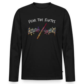 Flute instrument - Men's Premium Organic Long Sleeve Shirt - black - Front - Nico (187cm)