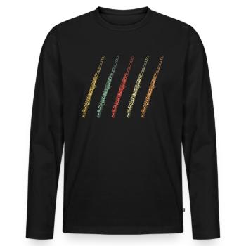 Flute flutes - Men's Premium Organic Long Sleeve Shirt - black - Front - Nico (187cm)