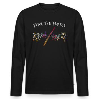 Morceau de musique de flûte - T-shirt manches longues Premium bio Homme - noir - Devant - Nico (187cm)