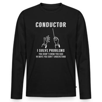 Chef d’orchestre artiste cadeau - T-shirt manches longues Premium bio Homme - noir - Devant - Nico (187cm)