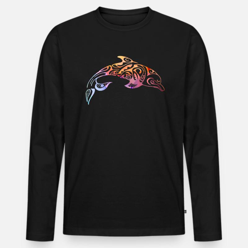 Wal Tier Indianer - Männer Premium Bio Langarmshirt - Schwarz