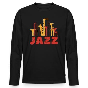 Jazz - T-shirt manches longues Premium bio Homme - noir - Devant - Nico (187cm)