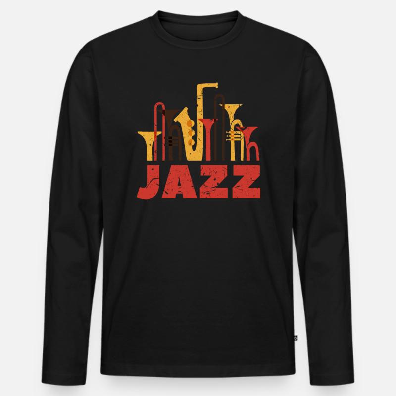 Jazz - Männer Premium Bio Langarmshirt - Schwarz