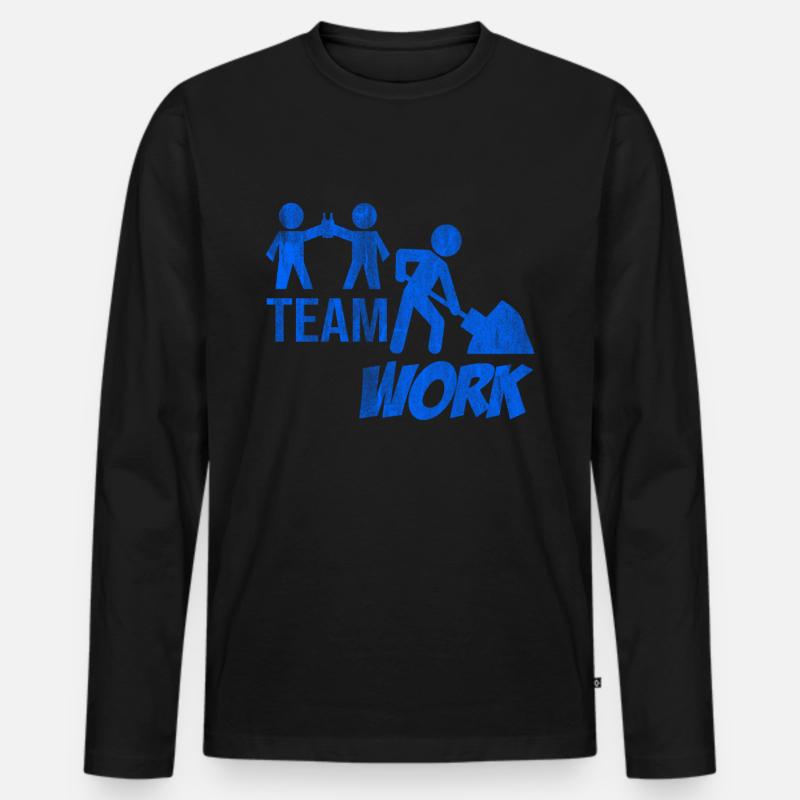 Bauarbeiter Baustelle Teamarbeit - Männer Premium Bio Langarmshirt - Schwarz
