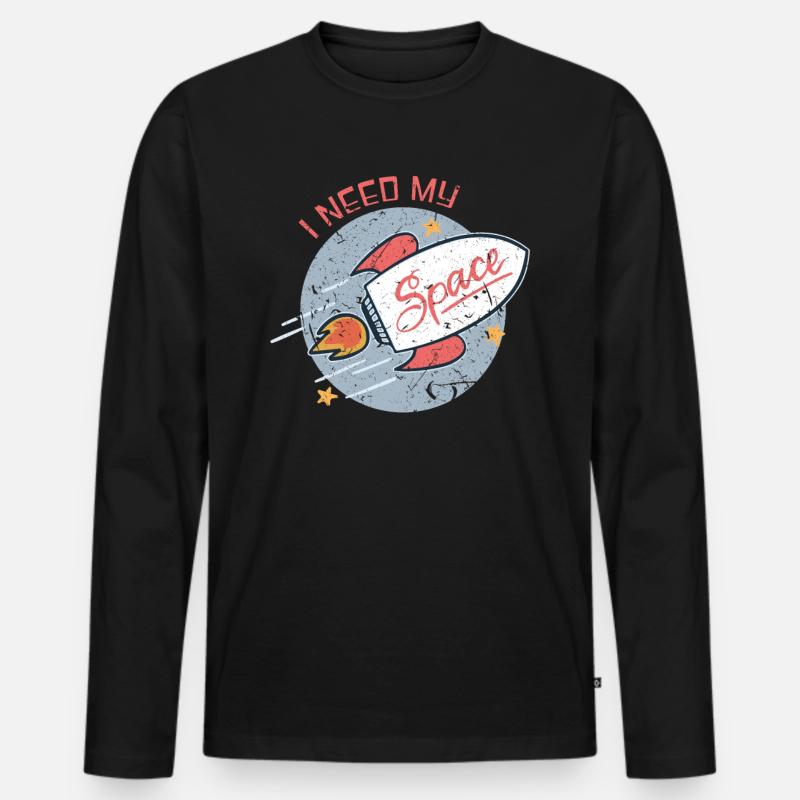 Astronaut Rakete - Männer Premium Bio Langarmshirt - Schwarz