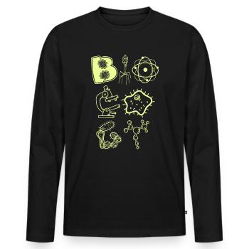 biology - Men's Premium Organic Long Sleeve Shirt - black - Front - Nico (187cm)